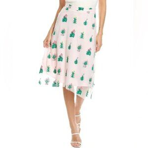 NWOT EVA FRANCO PINK TULLE EMBROIDERED MIDI SKIRT SIZE 6
